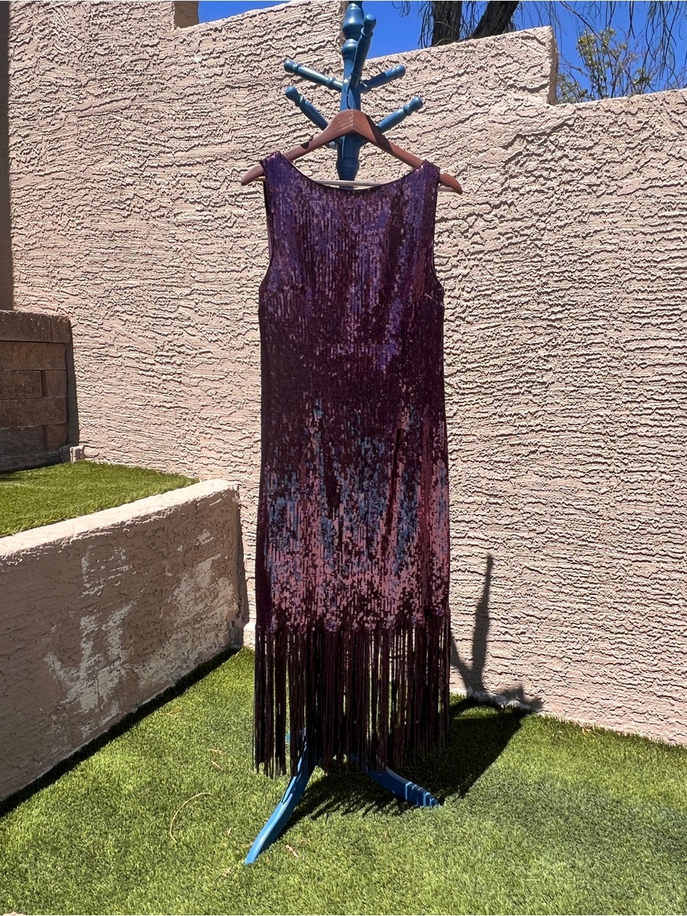 Nannette Deep Plum Sequin Fringe cocktail dress